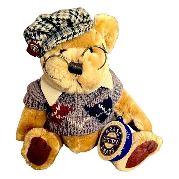 NWT Vintage 96 Pickford Brass Button Bears Collection Sherwood Bear of Long Life - Picture 1 of 13